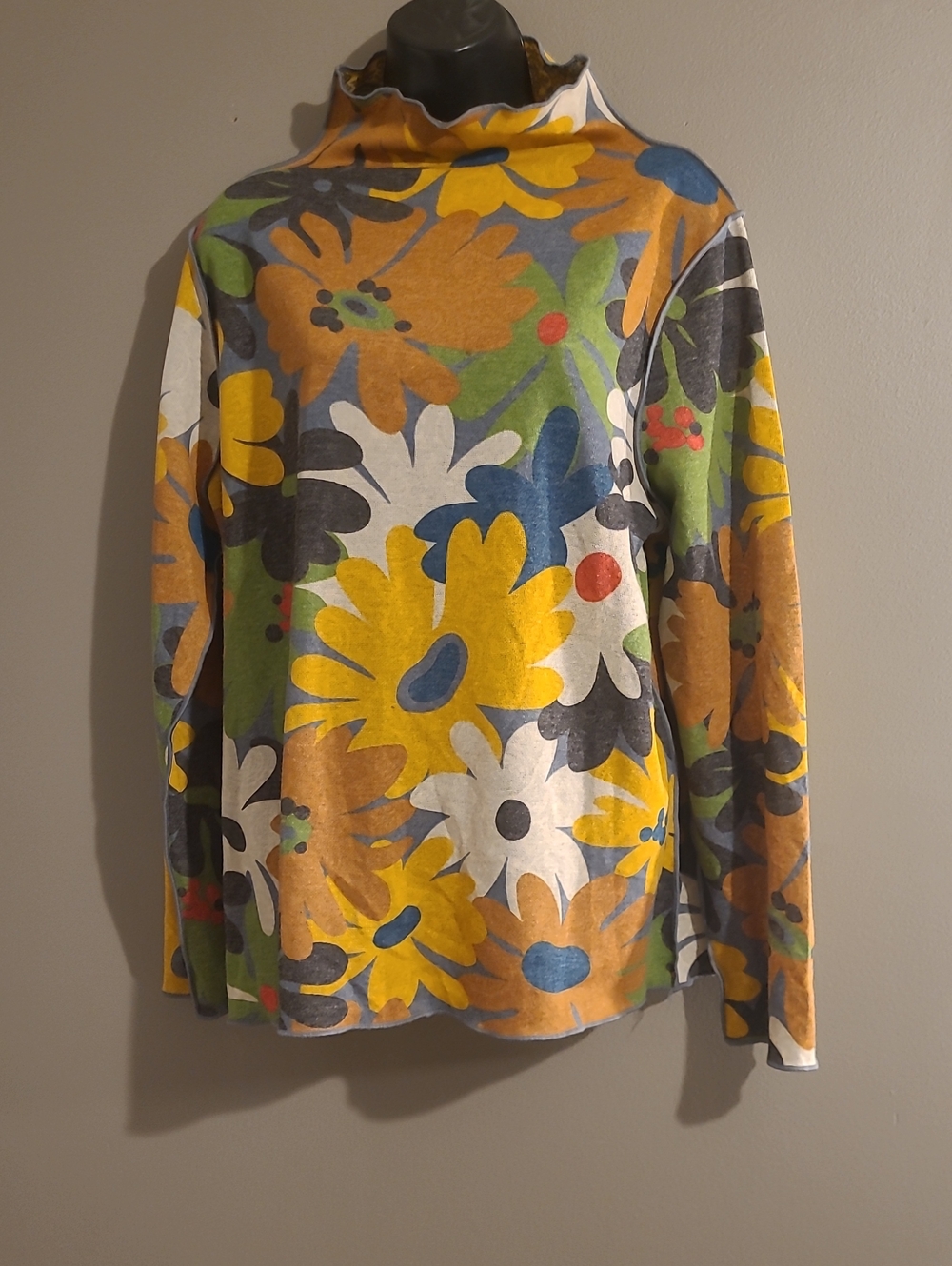 Trisha Tyler Floral Print Long-Sleeve Turtleneck Sweater
